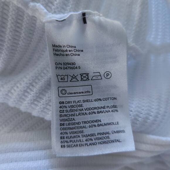 BASIC White Ribbed Long Sleeve Top Medium Women Neutral Casual Knit Shirt - Picture 5 of 5